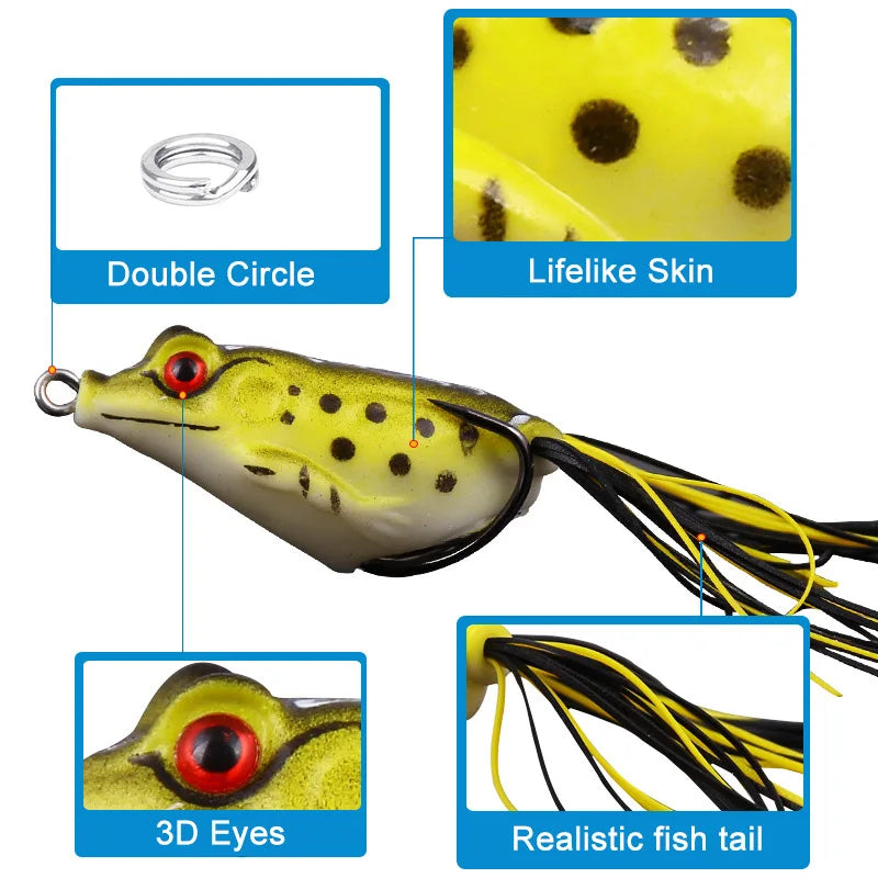 Realistic Topwater Soft Frog Lure Bass