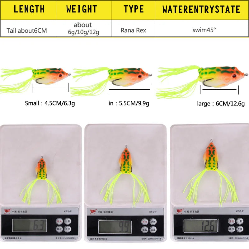 Realistic Topwater Soft Frog Lure Bass