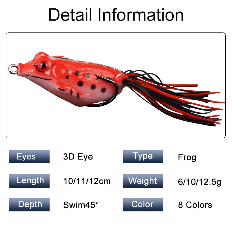 Realistic Topwater Soft Frog Lure Bass