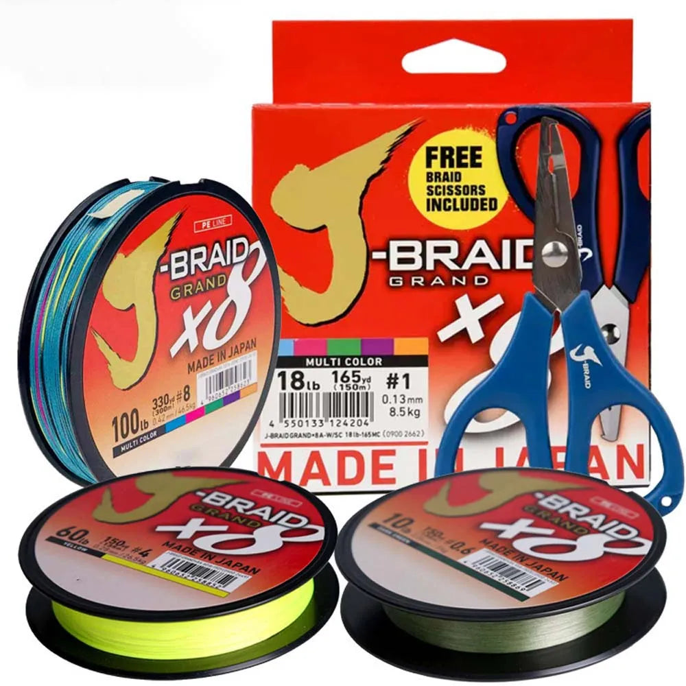 DAIWA J-Braid Grand X8 300m Braided Fishing Line with Free Scissors